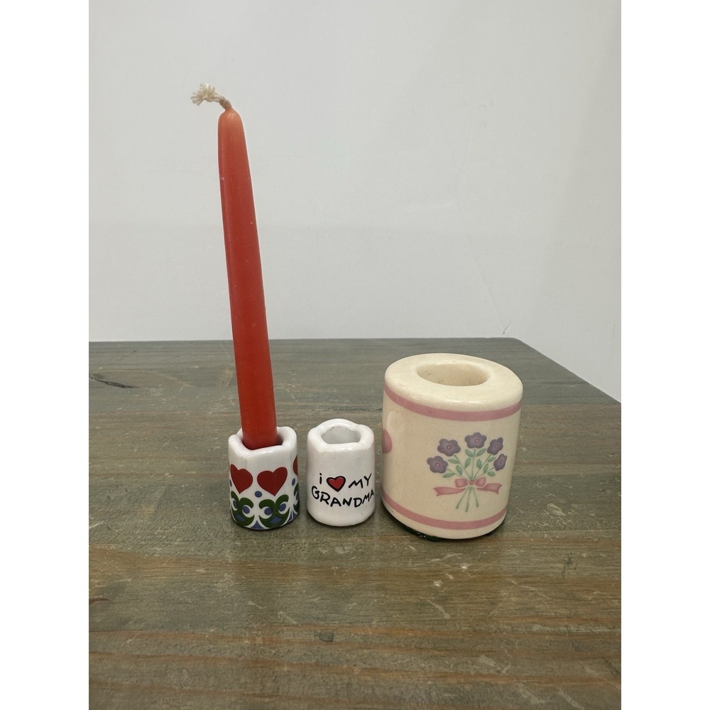 Lot 3 Petite Porcelain Candle Holders Vintage Biedermann Germany One Candle Mini